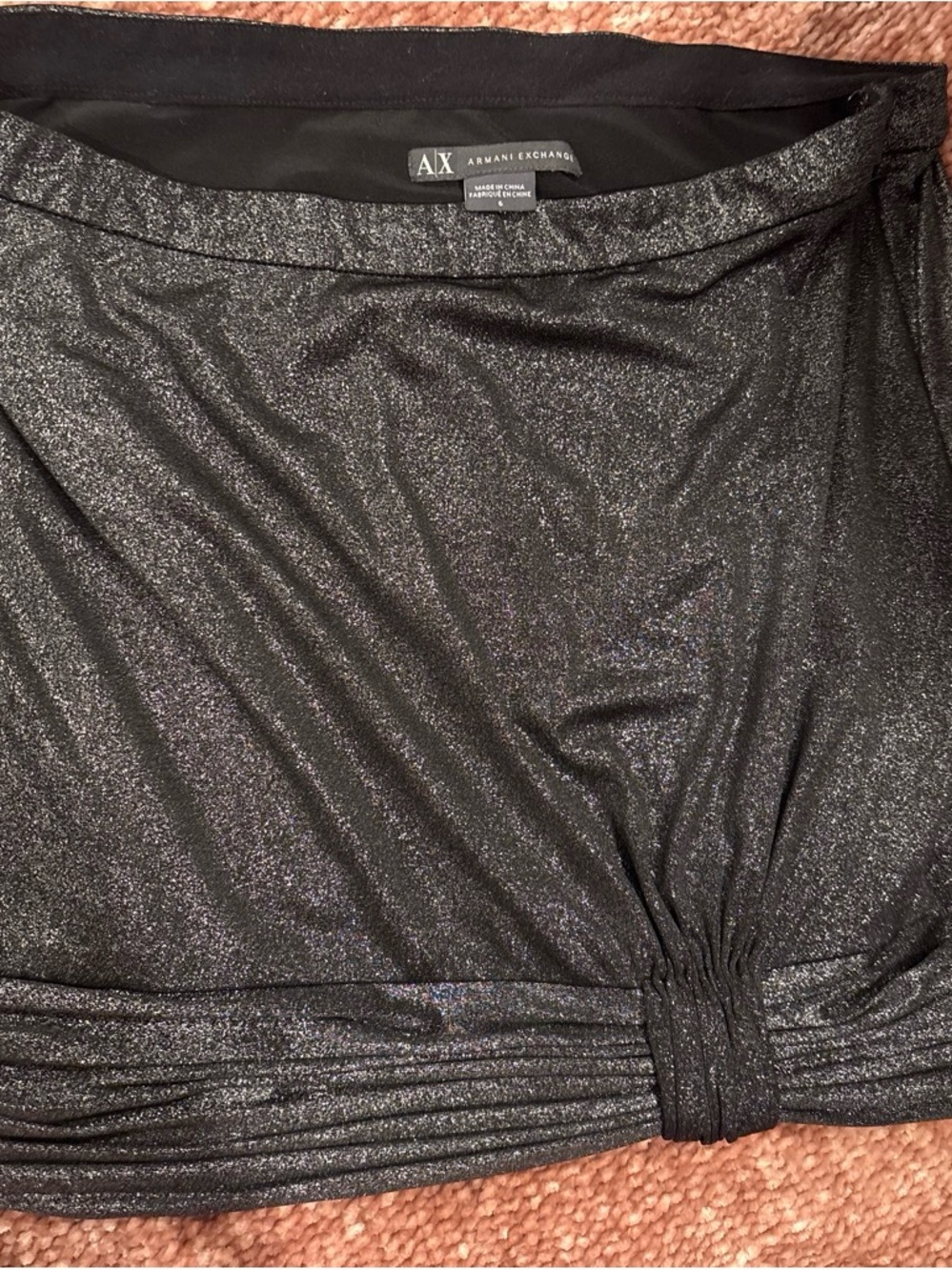 Armani Exchange Black Metallic Twist-Hem Top
